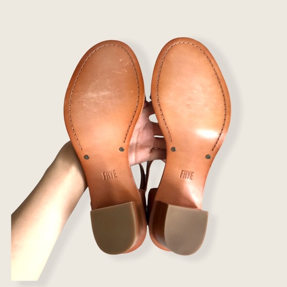 Frye Brielle Cognac Leather Chic Ankle Heel Sandal - Picture 14 of 16
